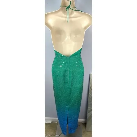 Elegant Green Sequin Maxi Dress